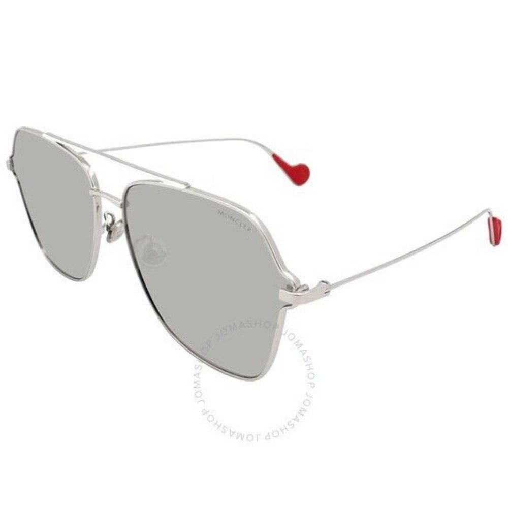 ✅NEW MONCLER ML0159-D 16C SILVER AUTHENTIC SUNGLASSES 60-20 135 W/CASE